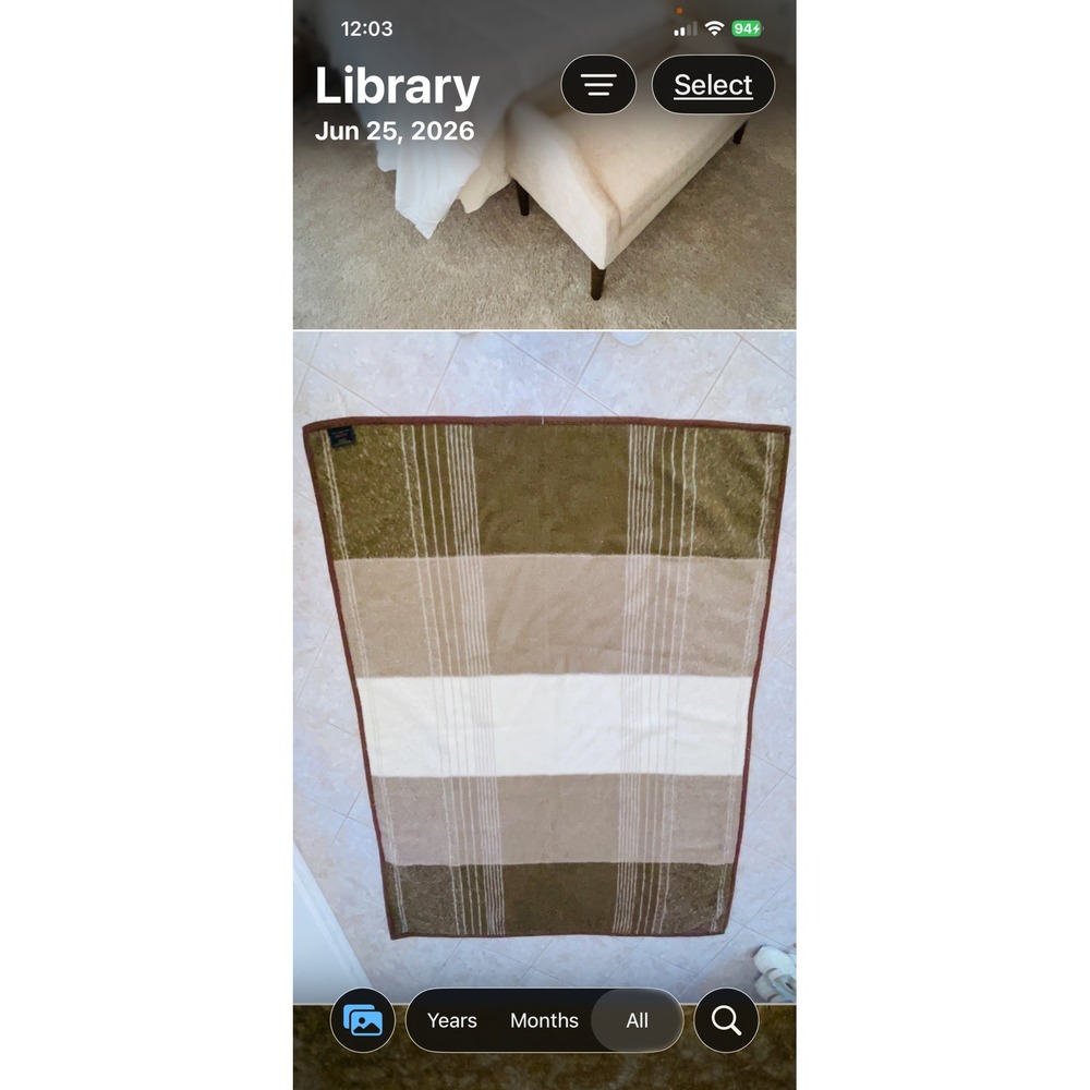 Vintage Ibena Heavyweight Blanket Made in Greece - Earth Tone Stripe Boho